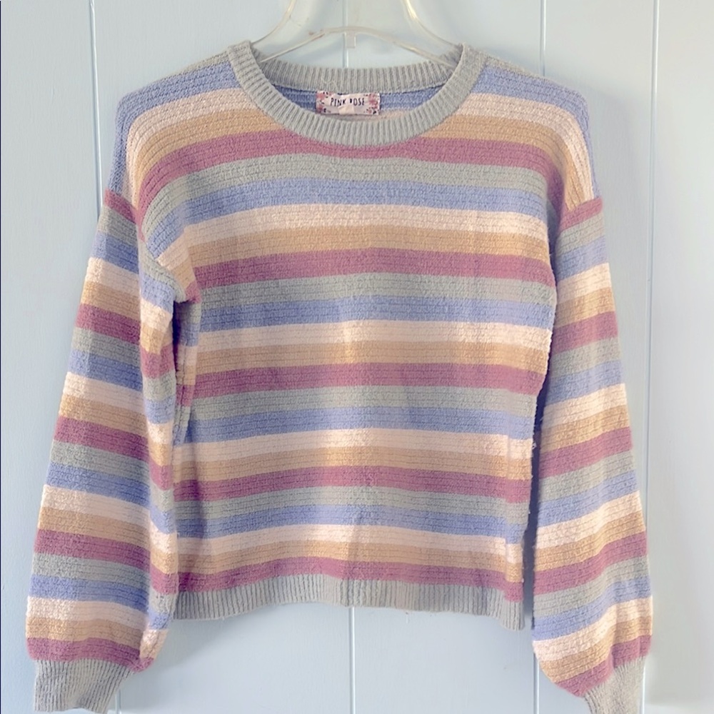 NWOT Pink Rose girl multicolored striped sweater